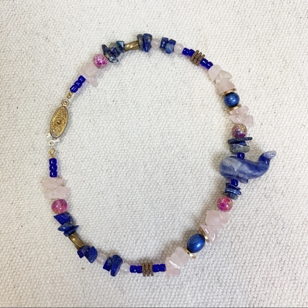 Dolphin Whale Gemstone Anklet ankle bracelet